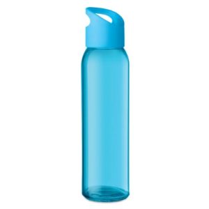 bouteille d'eau personnalisée en verre 470ml bleue clair