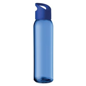 bouteille d'eau personnalisée en verre 470ml bleue foncé