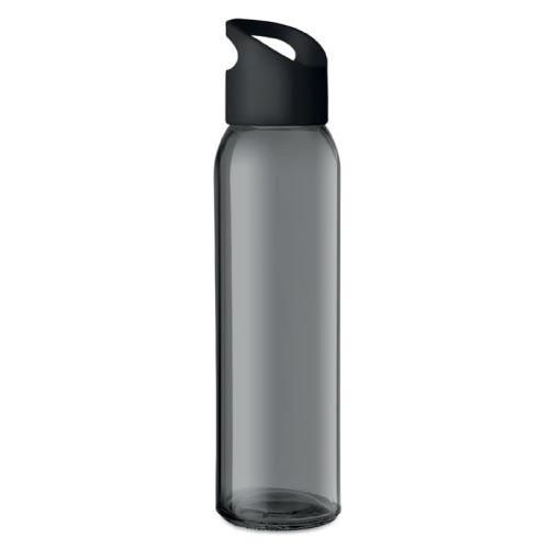 bouteille d'eau personnalisée en verre 470ml noire