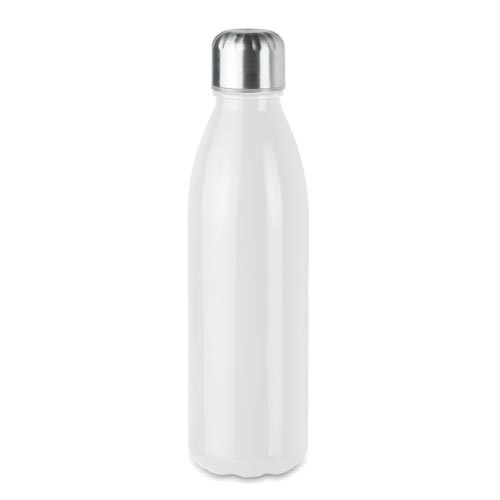 bouteille d'eau personnalisée en verre 650ml blanche avec bouchon inox