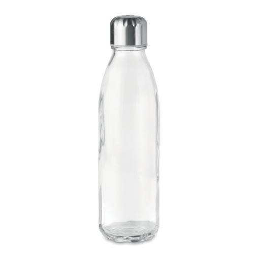 bouteille d'eau personnalisée en verre 650ml transparente avec bouchon inox