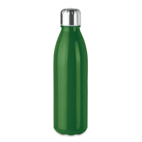 bouteille d'eau personnalisée en verre 650ml verte avec bouchon inox