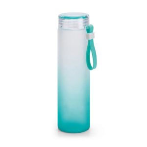bouteille d'eau personnalisée en verre degradé bleu