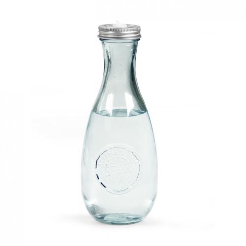 bouteille d'eau personnalisée en verre recyclé avec couvercle