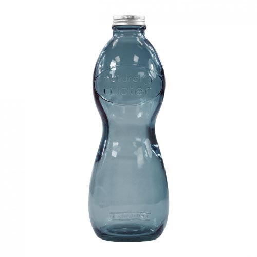bouteille d'eau personnalisée en verre recyclé noir