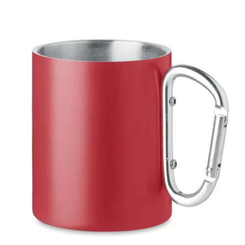 Mug métal avec poignée mousqueton 300 ml - Rouge