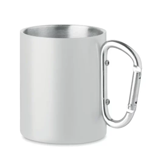 Mug métal avec poignée mousqueton 300 ml - Blanc