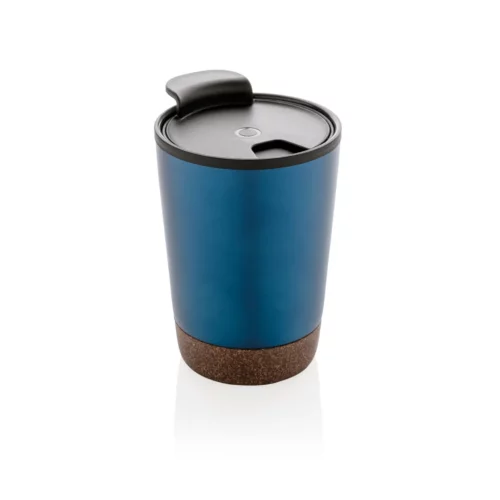 Mug en acier inoxydable et liège avec couvercle 300 - Bleu