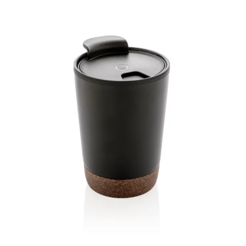 Mug en acier inoxydable et liège avec couvercle 300 - Noir