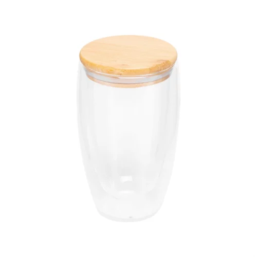 Mug en verre avec couvercle en bambou 450ml