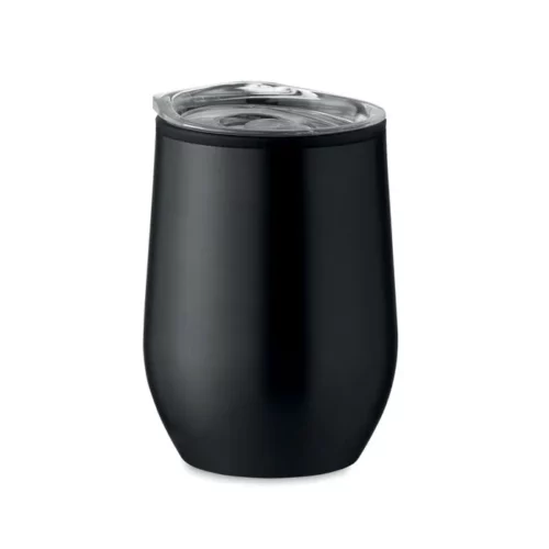 Mug isotherme double paroi couvercle transparent - Noir