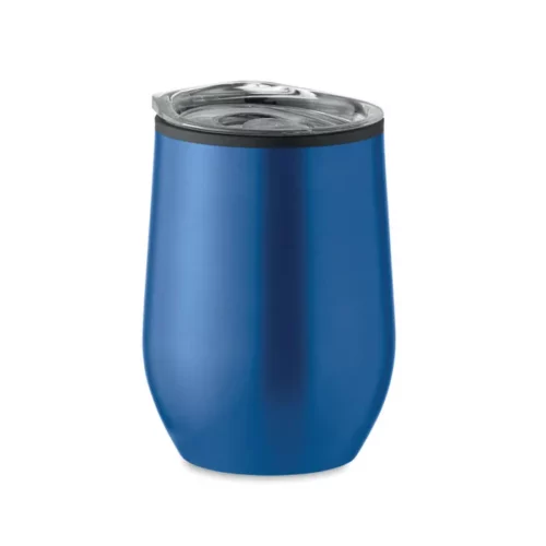 Mug isotherme double paroi couvercle transparent - Bleu