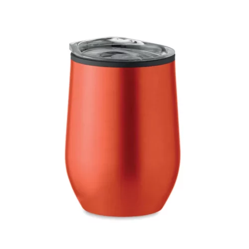 Mug isotherme double paroi couvercle transparent - Rouge