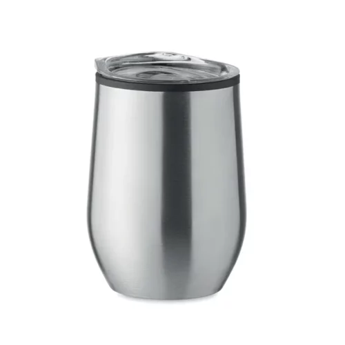 Mug isotherme double paroi couvercle transparent - Gris